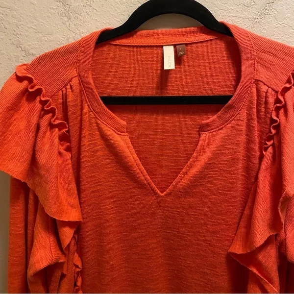 Anthropologie Pilcro Cozy Popover Ruffle Pullover Sweater Size L - Image 4