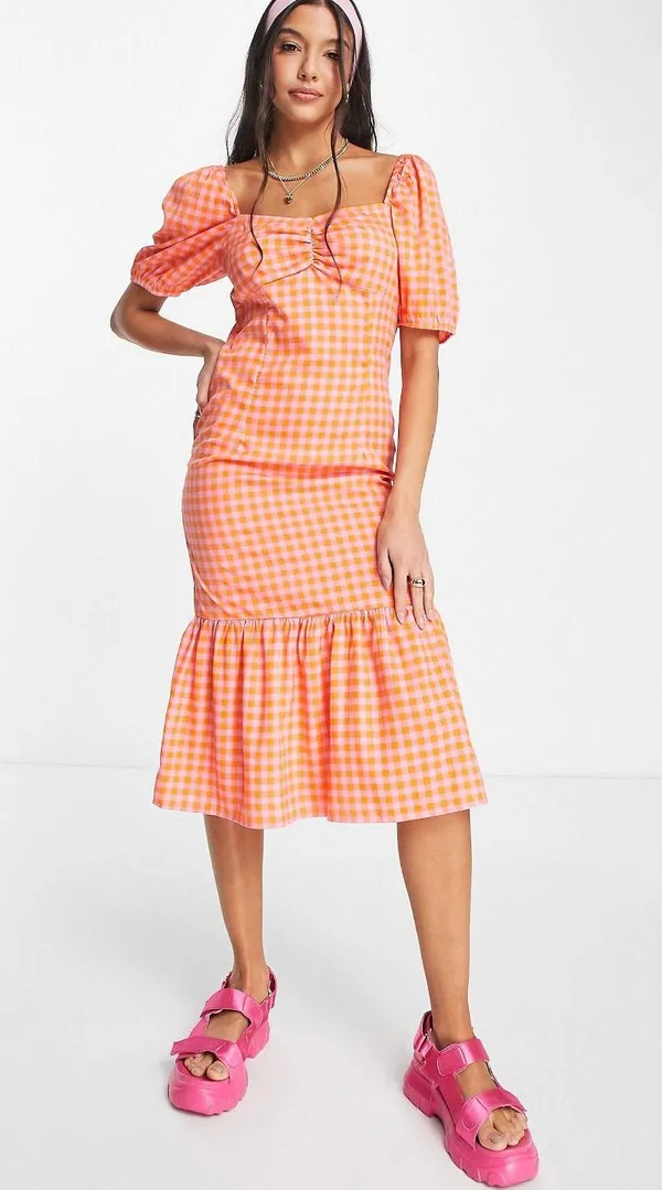 ASOS Wednesdays girl Puff Sleeve Midi Smock Dress - Image 2