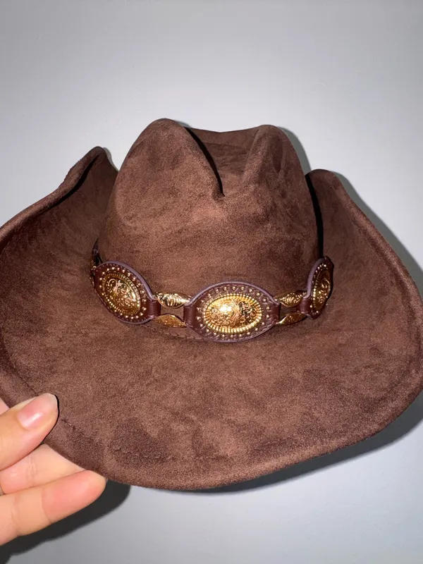 Nordstrom Western Cowboy Hat with Concho Leather Band in chocolate brown - Image 2