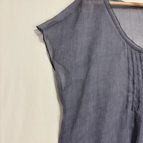 Aerie Sheer Short Sleeve Blouse Womens XL Beachy Nautical Flowy‎ Preppy Cottage - Image 4