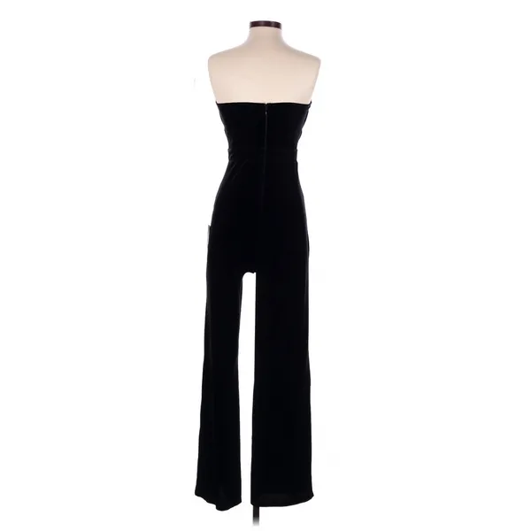 Lulus Moody at Midnight Black Velvet Notched Strapless Jumpsuit Small Party - Image 5