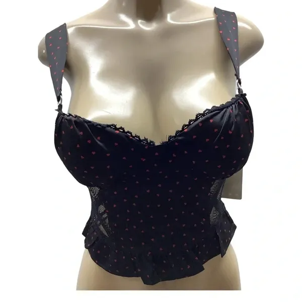 Lily White Size Large Red & Black Padded Cups. Strap Crop Top. New With Tags. - Image 7