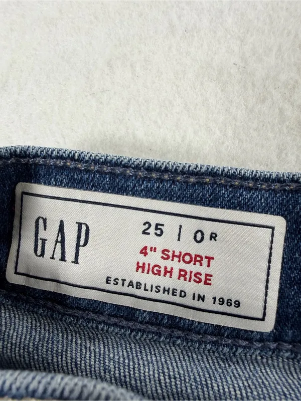GAP High Rise Denim Cutoff Shorts Size 25 Raw‎ Hem Medium Wash - Image 3