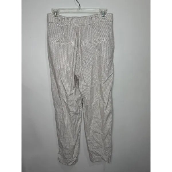 Abercrombie & Fitch Tan White Checked Pants Sz‎ S Linen Blend - Image 2
