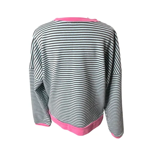 Pink Lily Mint Pink Striped Oversized Boxy Sweatshirt Medium Retro 80s - Image 6