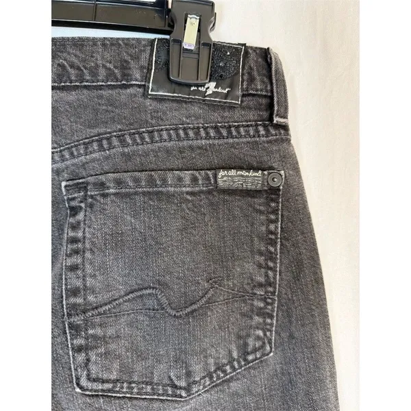 7 For All Mankind Jeans Womens Black Charcoal Wash Straight Leg 32 Inseam - Image 9