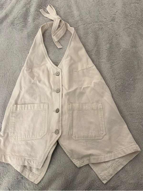 Reformation Brittany Denim Halter Top - Image 3
