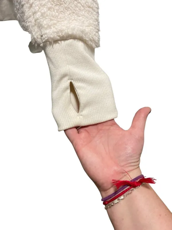 Athleta Nirvana Sherpa Funnel Neck Sweatshirt Cream Size L Athleisure Neutral - Image 8