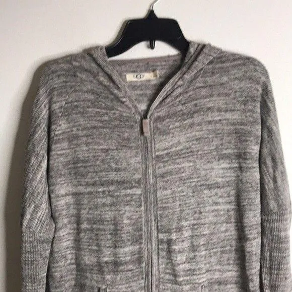 Ugg ladies gray lightweight zip up jacket with hoodie size small - Image 2