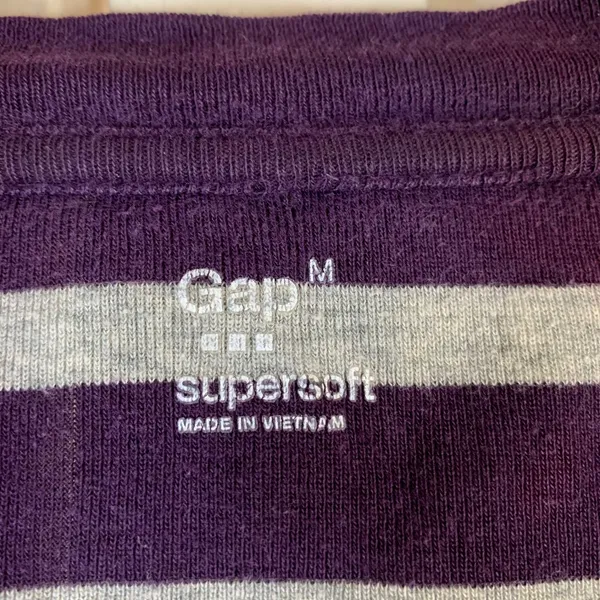 Gap Supersoft Long‎ Sleeve Striped Tee Scoop Neck Slim Fit Womens M READ - Image 2