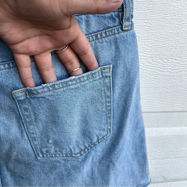 Free People We The Free Womens Skirt Blue Denim Button Fly Distressed Fray 29 - Image 8