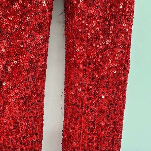 RTR One33 Social Red Sequin Drape Long‎ Sleeve Sheath Mini Dress Sz 4 - Image 10