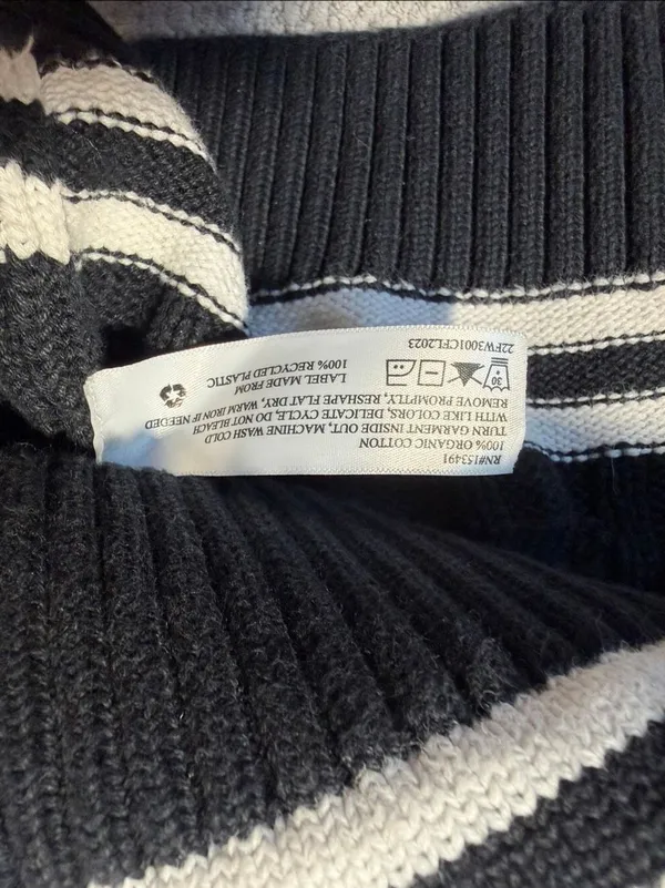 Hope & Henry Women's L Black White Cable Knit V-Neck Sweater Organic Cotton #170 - Image 8