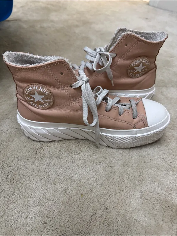 Converse Women's Blush Pink High-Top Platform Sneakers - Image 5