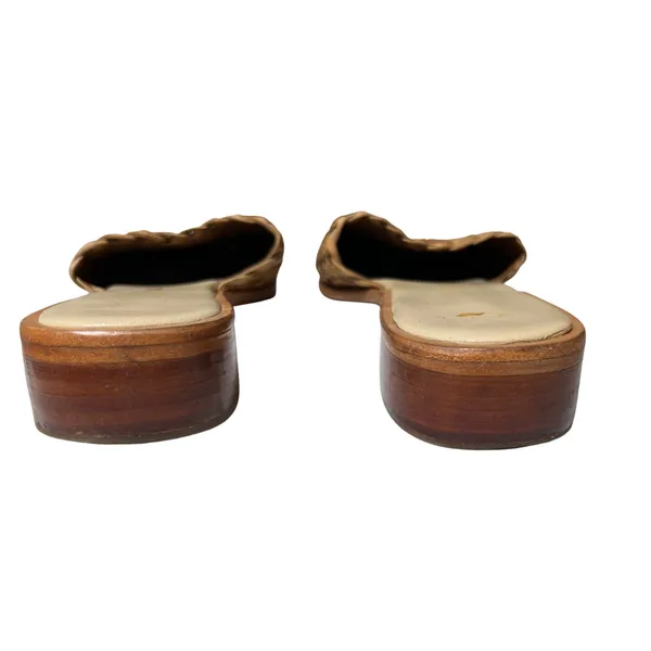 Woven Leather Pointed Toe Mule‎ Slides Tan Women's Size 7 - Image 4