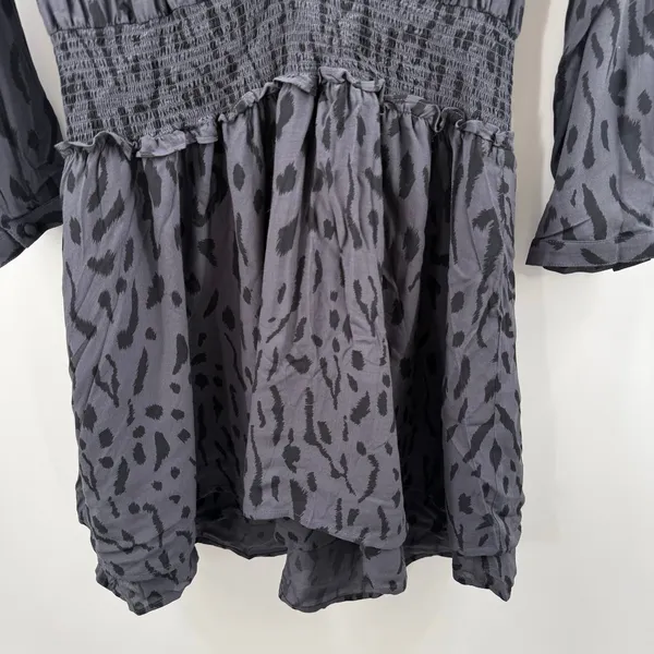 Rails Dress SZ Large Jasmine Ash Cheetah Animal Smock Waist Long Sleeve Button - Image 10