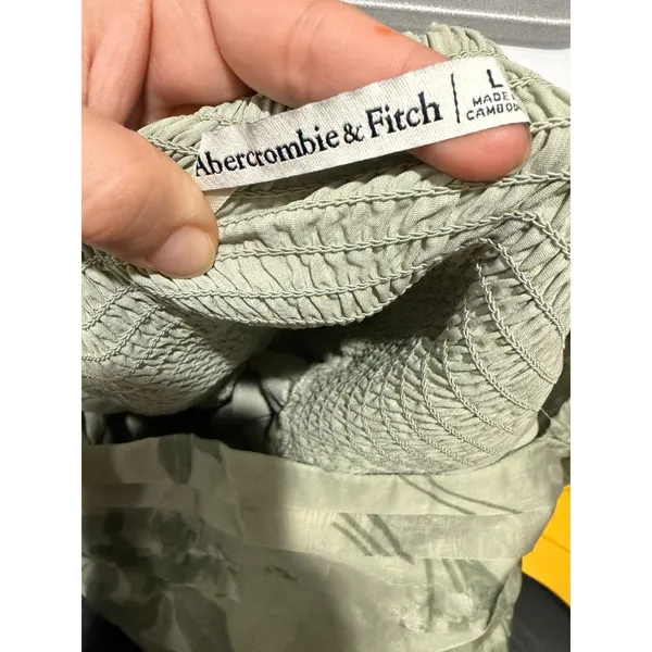 Abercrombie & Fitch Emerson Angel Sleeve Midi Dress Sage Green Floral Large - Image 8
