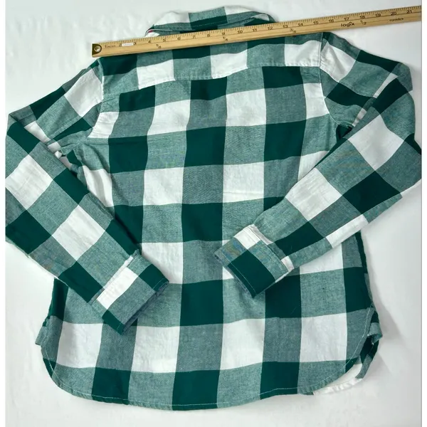 Tommy Hilfiger Womens Small S/P Green White Gingham Plaid Button Down Shirt - Image 12