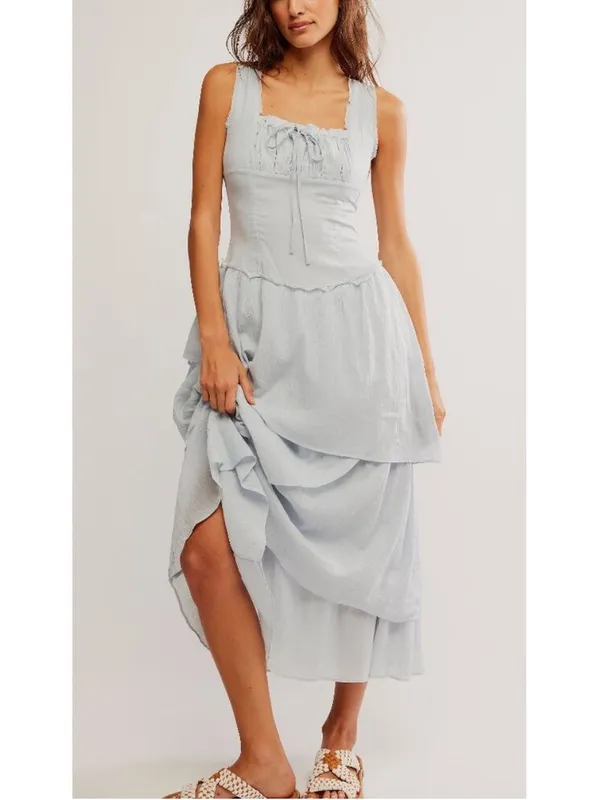 Free People In My Dreams Midi Dress in Pearl Blue L - Image 6