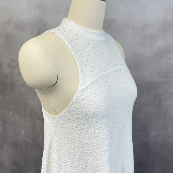 American Eagle Eyelet Lace Tank Top‎ Women XS Swing Stretch Flowy Boho Cottage - Image 3