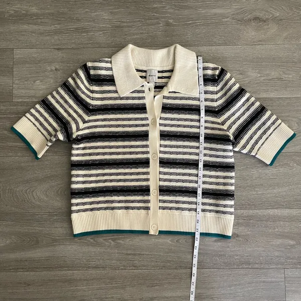 Maeve Anthropologie The Kinsley Collared Crop Cardigan Sweater - large - Image 5