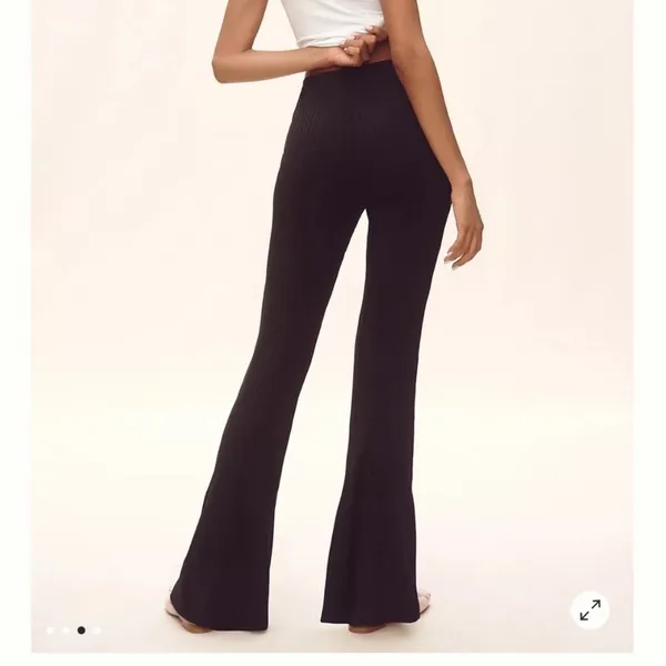 Anthropologie Maeve Black Ribbed Flare Leggings Sz M NWT - Image 11