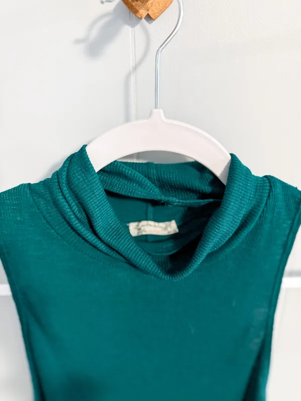 Free People Topanga Forest Green Sleeveless Turtleneck Top - Image 7