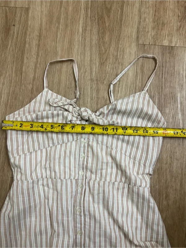 Abercrombie & Fitch Cream and Pink Striped Tie-Front Mini Dress - Image 7
