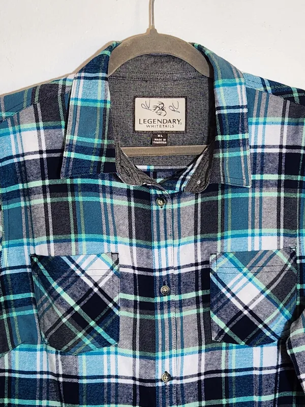 Legendary Whitetails Blue Plaid Flannel Shirt Size XL - Image 5