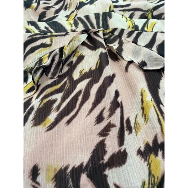 bar III Mini Dress Sz‎ 6 Pink Abstract Animal Print Ruffle Flutter Party - Image 10