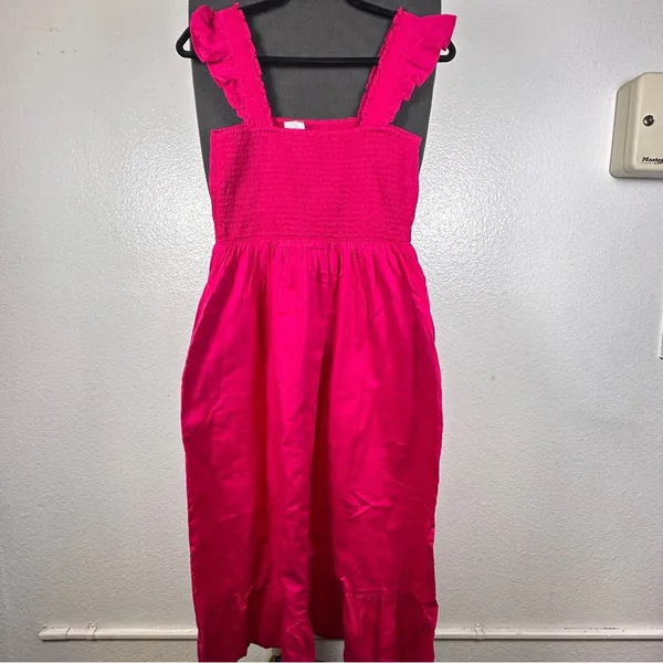 The Drop | Elegant‎ Pink Midi Dress with Ruffle Straps - Image 2