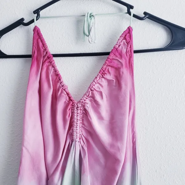 Zara Tie Dye Ombre Midi Shine Slit Strappy Dress - Image 4