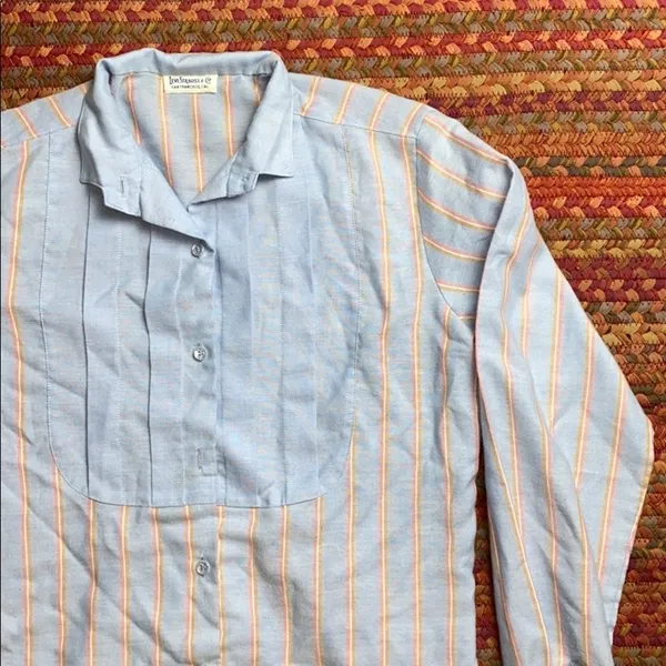 60s VTG LEVI STRAUSS STRIPE BUTTON UP LONG SLEEVE MID CENTURY - Image 2