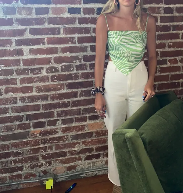 Princess Polly Green Zebra Satin Top - Image 4