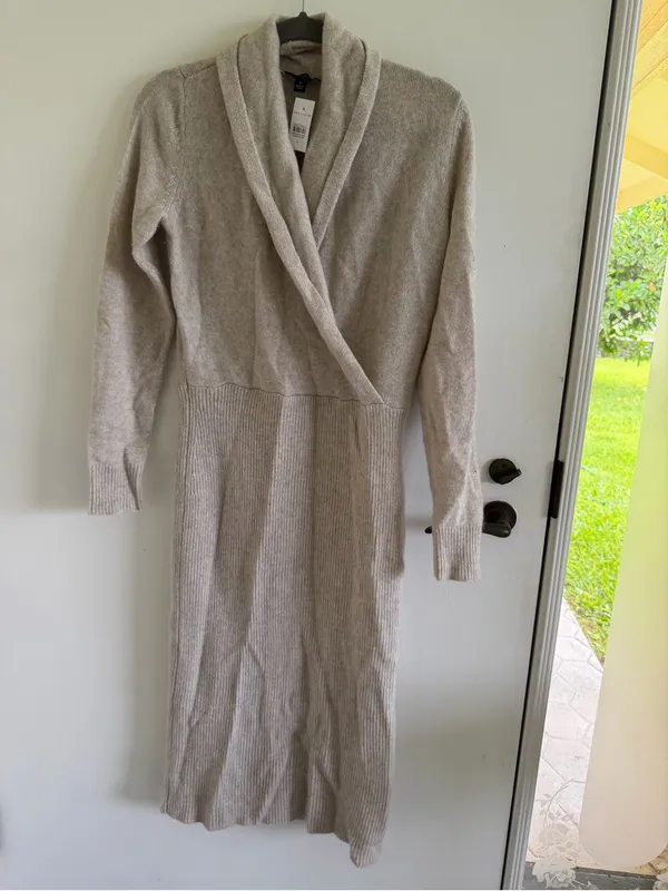 Ann Taylor cashmere Shawl Collar Wrap Sweater Dress NEW NWT fall luxury soft - Image 2