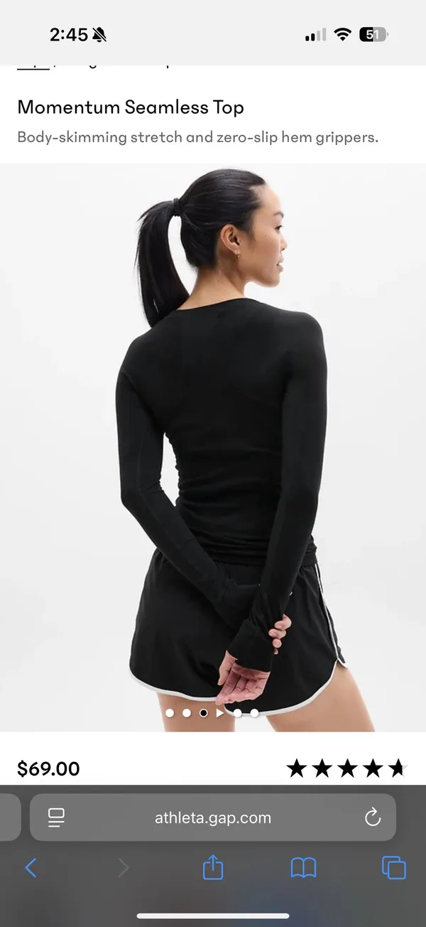 Athleta Top Long Sleeve Black - Image 2