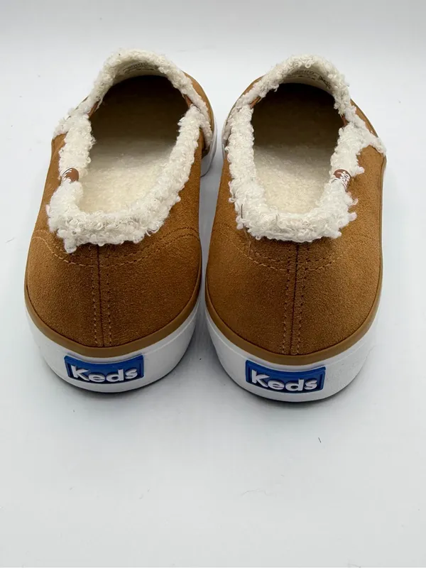Keds Double Decker Shearling Slip On Suede Cognac Sneakers Women’s 6 - Image 4