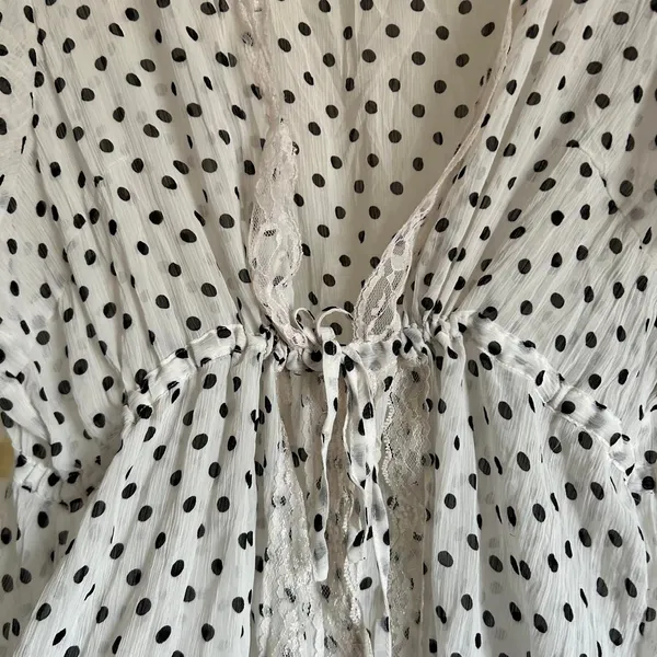 Source Unknown Vintage Polka Dot Lace Top / Mini Dress Size 24 corset flowy romantic boho - Image 5