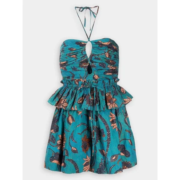 Ulla Johnson Isidro Romper Playsuit 6 Lagoon Teal Floral Print Resort Luxury - Image 3