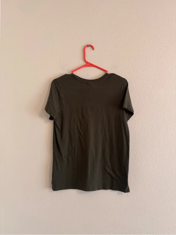 Victoria's Secret PINK Olive Green Short Sleeve Logo Tee - Image 3