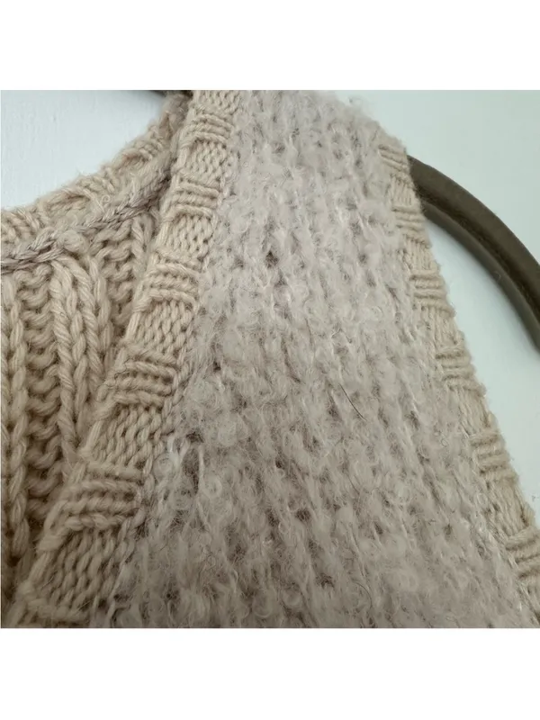 Gap Alpaca Wool Zip Front Knit Sweater Vest Sleeveless Womens Medium Ivory - Image 2