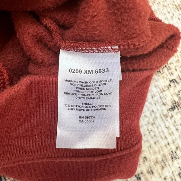 Columbia Woman’s Burnt Red Heavyweight Cotton Blend Soft Comfy Hoodie Size Large - Image 6