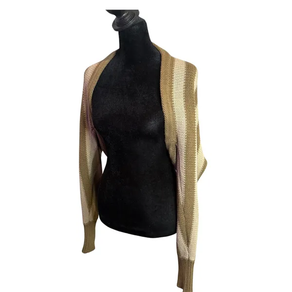 Nicholas Striped Shrug Sweater Womens M Layering Chunky Knit Bolero Cropped - Image 6