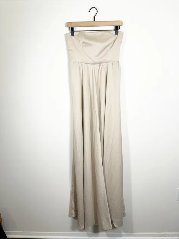 NWT BHLDN Elsie Straight-Neck Satin A-Line Gown Champagne - Image 5