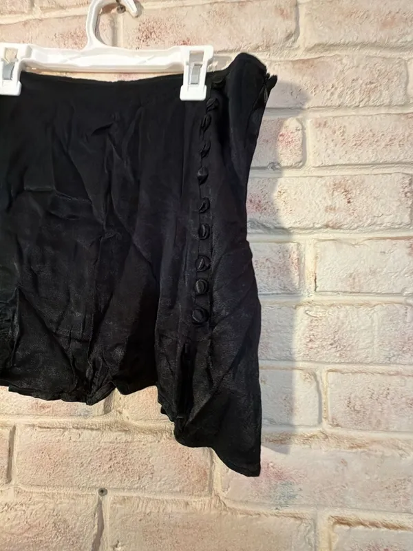 Zara Black Satin  Button Mini Skirt Size M - Image 2