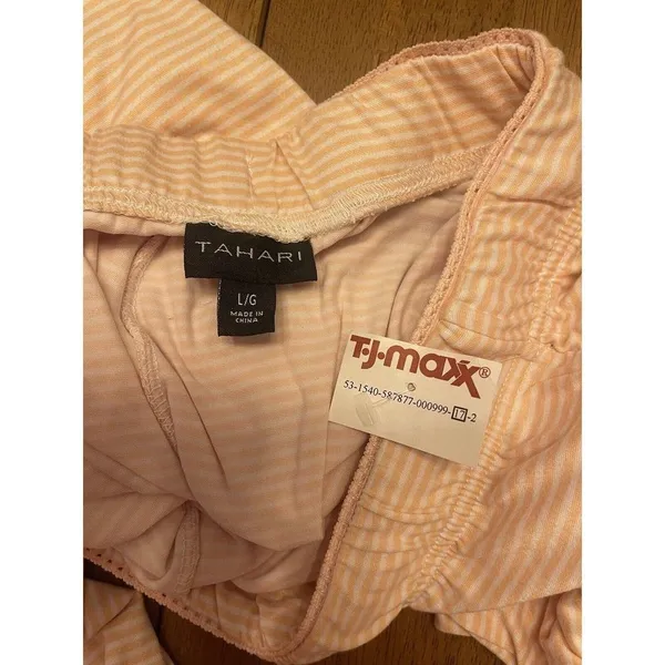 Tahari Pink/White Stripe Pajama Lounge Pants Size Large Polyester/Spandex NEW - Image 4