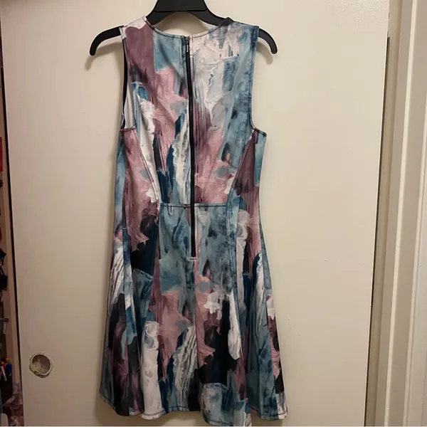 Mossimo Womens Color Splash Shift Mini Dress M Medium Bust 36” Teal Brown Cream - Image 6