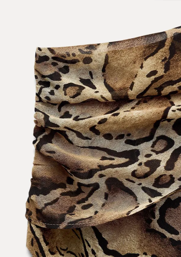 Zara maxi dress snake animal print mesh ruffled boho western casual summer - Image 11