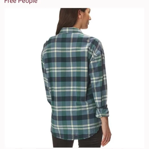 Free People | Loveland Plaid‎ Frayed Hem Shirt *NWT xs - Image 2