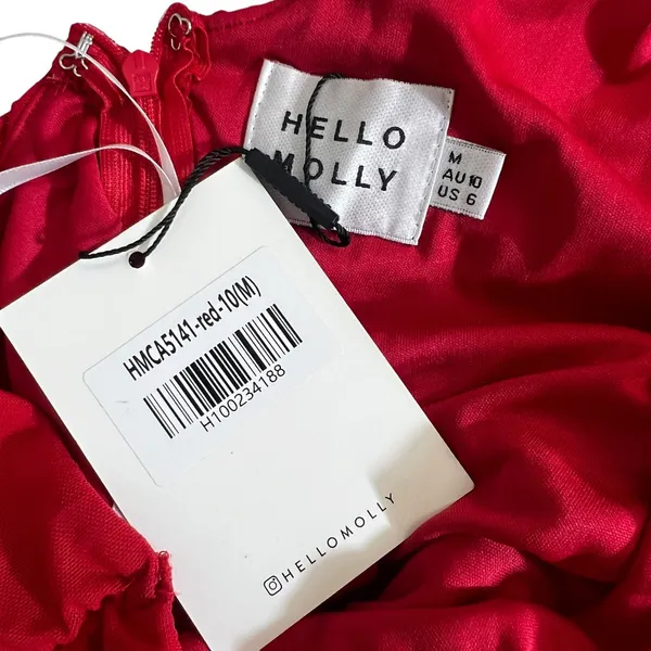 NWT Hello Molly One Shoulder Solid Mini Dress Red Glam Ruched Tulle Size 6 - Image 5